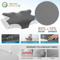Ergonomický vankúš pod krk z pamäťovej peny Elviros pre spánok na boku, s chladivým odnímateľným poťahom, ideálna opora krku aj pri spánku na chrbte a na bruchu 9