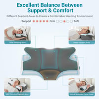 Ergonomický vankúš pod krk z pamäťovej peny Elviros pre spánok na boku, s chladivým odnímateľným poťahom, ideálna opora krku aj pri spánku na chrbte a na bruchu 3