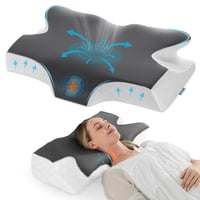 Ergonomický vankúš pod krk z pamäťovej peny Elviros pre spánok na boku, s chladivým odnímateľným poťahom, ideálna opora krku aj pri spánku na chrbte a na bruchu 1