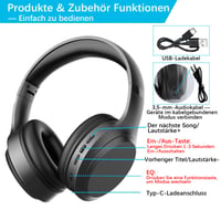 elzle Bluetooth slúchadlá cez uši s 82-hodinovou výdržou batérie, bezdrôtové slúchadlá Bluetooth 5.3 2