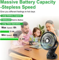 ELZO Mini Klip Ventilátor 5000mAh USB Asztali Hordozható Töltöttöl Csendesen Működő 2
