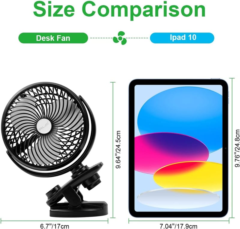 ELZO Mini Klip Ventilátor 5000mAh USB Asztali Hordozható Töltöttöl Csendesen Működő