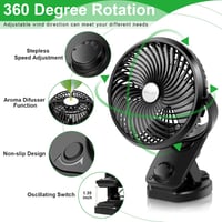 ELZO Mini Klip Ventilátor 5000mAh USB Asztali Hordozható Töltöttöl Csendesen Működő 3