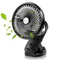 ELZO mini stolni ventilator sa štipaljkom, 5000 mAh, rotacija od 360°, USB, prijenosni - crni 1