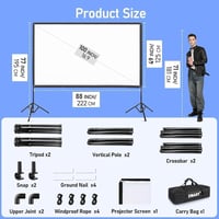 EMART 100 colos hordozható kivetítővászon állvánnyal 16:9 4K vetítővászon, hordtáskával otthoni mozi, színház, buli 8
