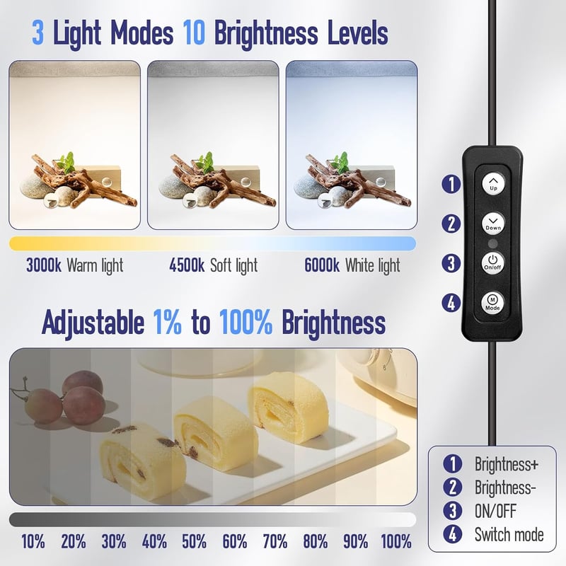 EMART 60x60 cm fotódoboz dimmer funkcióval, 5 háttérrel és 3 színű LED fénnyel