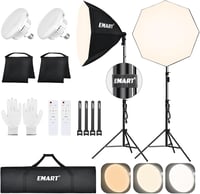 EMART 65 cm LED Softbox Szett Fotóstúdióhoz - 135W Állítható Fényerejű Lámpakészlet 3000-6500K - Fotózáshoz, Videózáshoz, Portréfotózáshoz,  1