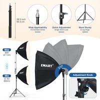 EMART 65 cm LED Softbox Szett Fotóstúdióhoz - 135W Állítható Fényerejű Lámpakészlet 3000-6500K - Fotózáshoz, Videózáshoz, Portréfotózáshoz,  6