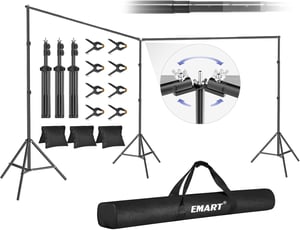 EMART 6x2.1m Állítható Fotóháttér Állvány 308° Forgócsatlakozással