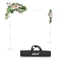 EMART Fehér fotó háttér állvány acél talppal, állítható háttér tartó készlet 2 m x 3 m fotó és videóstúdióhoz, party dekorációhoz 1