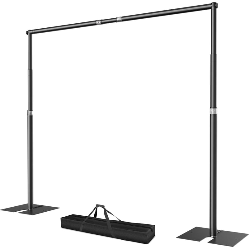 EMART Stojan na fotopozadie 3x3 m Heavy Duty strieborný so základňou pre štúdiové fotenie
