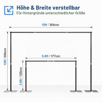 EMART Stojan na fotopozadie 3x3 m Heavy Duty strieborný so základňou pre štúdiové fotenie 2