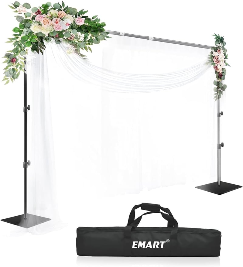 EMART Fotó Háttér Állvány Acél Alappal, 2,6m x 3m Állítható Rendszer - 8.5x10ft, Black