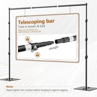 EMART Fotó Háttér Állvány Acél Alappal, 2,6m x 3m Állítható Rendszer - 8.5x10ft, Black 3