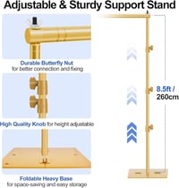 EMART Fotó Háttér Állvány Acél Alappal 2,6m x 3m Állítható Rendszer - gold 5