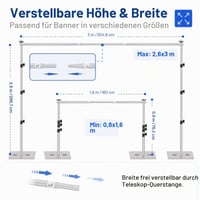 EMART stalak za fotografsku pozadinu s čeličnim postoljem, 2,6 m x 3 m podesivi sustav za fotografski studio, snimanje videozapisa, portretnu fotografiju i dekoraciju za zabave 2