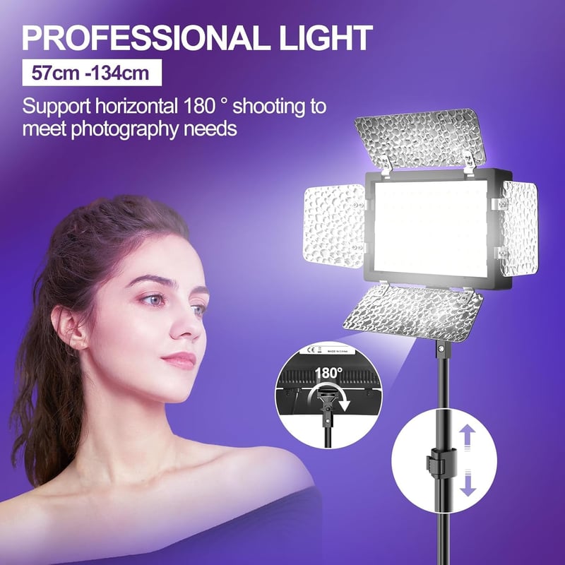 EMART LED Videólámpa 2db Dimmer Barnyard Szűrővel 5500K 66LED