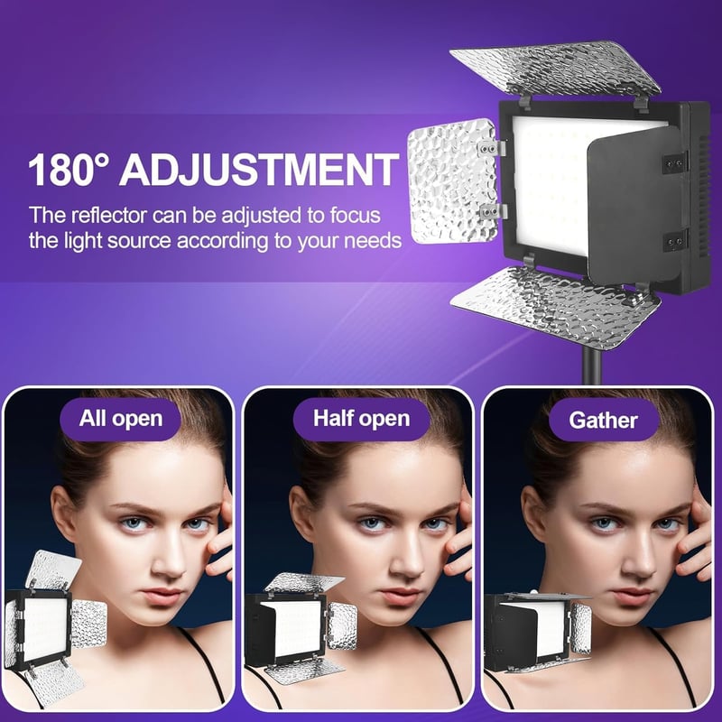 EMART LED Videólámpa 2db Dimmer Barnyard Szűrővel 5500K 66LED