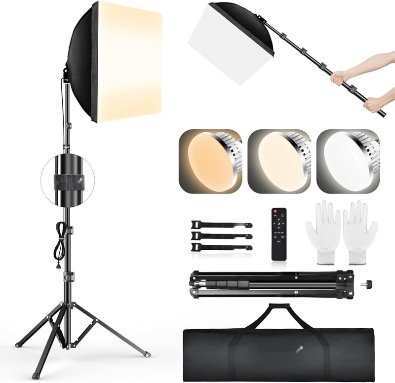 EMART Fotostúdiová súprava so softboxom 40x40 cm, 85W LED žiarovka 3000-6000K, s diaľkovým ovládačom, na portréty a videonahrávky