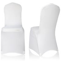 Set 100 Huse pentru Scaune EMART Alb, Elastice, din Poliester, Stretch, Universale, pentru Evenimente și Nunți 1