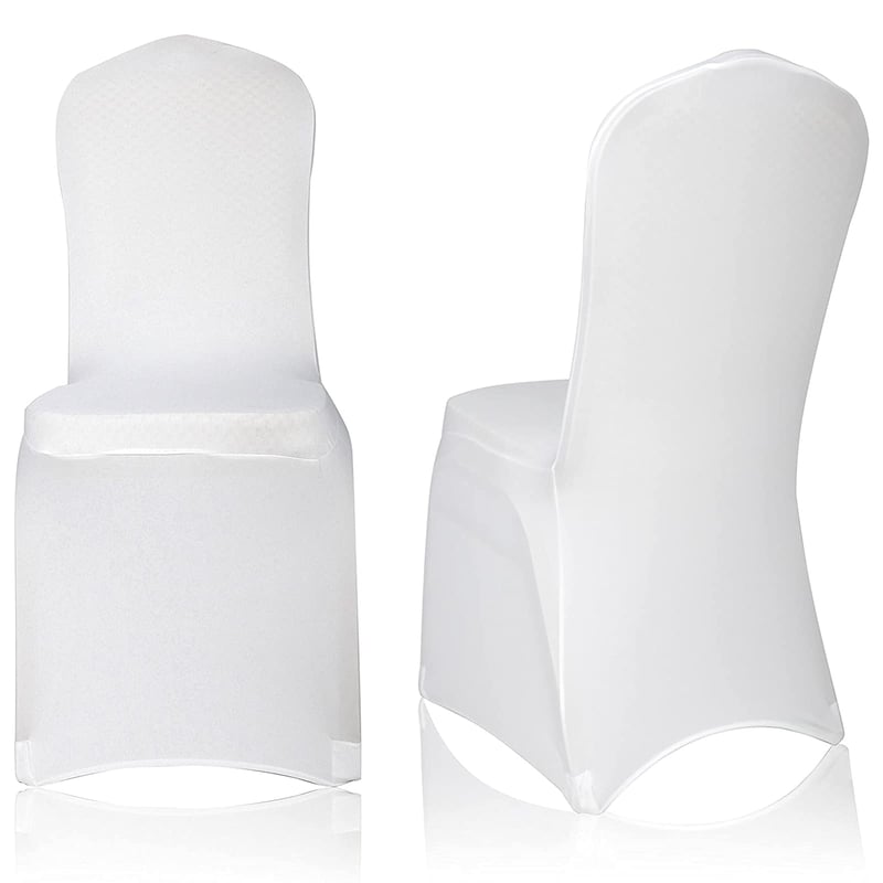 Set 100 Huse pentru Scaune EMART Alb, Elastice, din Poliester, Stretch, Universale, pentru Evenimente și Nunți