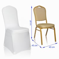 Set 100 Huse pentru Scaune EMART Alb, Elastice, din Poliester, Stretch, Universale, pentru Evenimente și Nunți 3