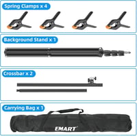 EMART T alakú háttérrendszer 1,5x2,6m fotózási állvánnyal és 4 rugós csipesszel 6