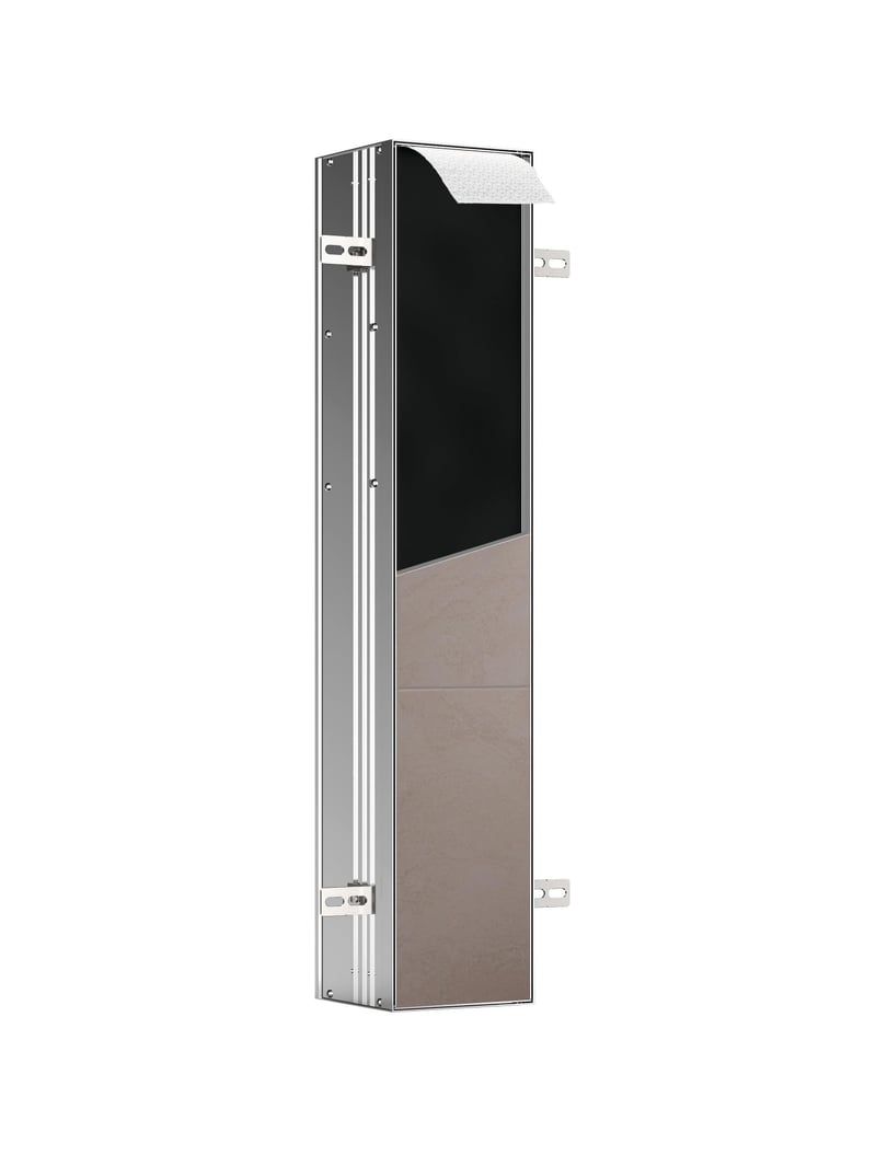 Emco ASIS PLUS Beépíthető Szekrénymodul WC-kefe Készlethez, Toalettpapír-tartóval, Push to Open Funkcióval, Bal Oldali Nyílással, 15x15,4x80