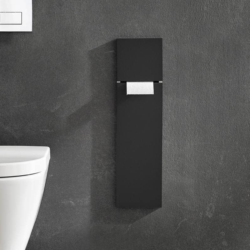 Emco ASIS Pure Beépített WC-kefe Szekrény Toalettpapír Tartóval, Fekete