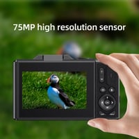 Digitálny fotoaparát EMEBAY 5K 75MP so 64GB kartou, 18x zoomom, 3-palcovou výklopnou obrazovkou, stabilizáciou obrazu, selfie kamera pre začiatočníkov a tínedžerov 6
