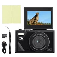 Digitálny fotoaparát EMEBAY 5K 75MP so 64GB kartou, 18x zoomom, 3-palcovou výklopnou obrazovkou, stabilizáciou obrazu, selfie kamera pre začiatočníkov a tínedžerov 9