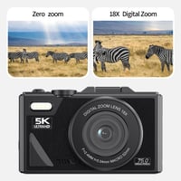 Digitálny fotoaparát EMEBAY 5K 75MP so 64GB kartou, 18x zoomom, 3-palcovou výklopnou obrazovkou, stabilizáciou obrazu, selfie kamera pre začiatočníkov a tínedžerov 5