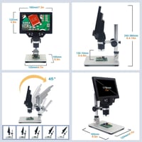 Emebay G1200 7" LCD Digitális Mikroszkóp 12MP HD Felbontással, 1-1200× Nagyítással, Újratölthető Akkumulátorral, Fém Tartóval, Forrasztási M 8