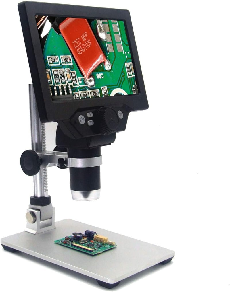 Emebay G1200 7" LCD Digitális Mikroszkóp 12MP HD Felbontással, 1-1200× Nagyítással, Újratölthető Akkumulátorral, Fém Tartóval, Forrasztási M