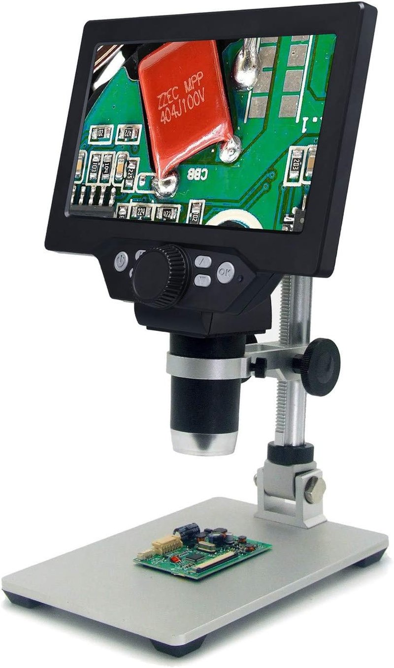 Emebay G1200 7" LCD Digitális Mikroszkóp 12MP HD Felbontással, 1-1200× Nagyítással, Újratölthető Akkumulátorral, Fém Tartóval, Forrasztási M