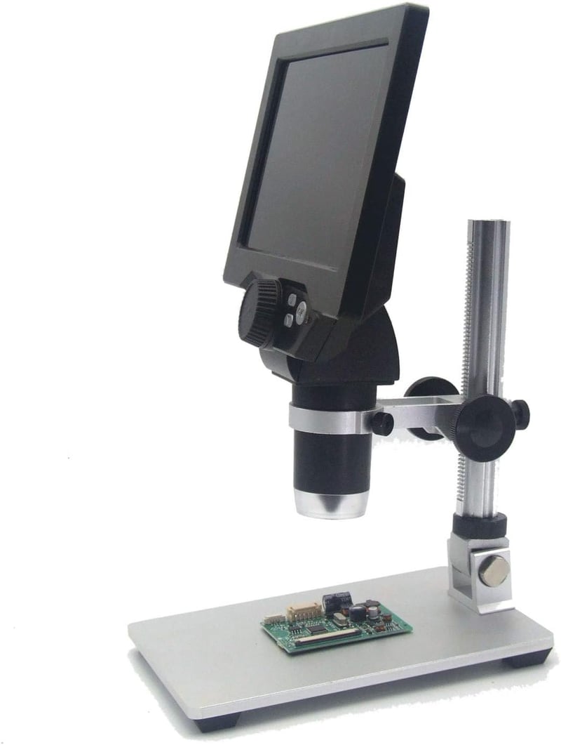 Emebay G1200 7" LCD Digitális Mikroszkóp 12MP HD Felbontással, 1-1200× Nagyítással, Újratölthető Akkumulátorral, Fém Tartóval, Forrasztási M