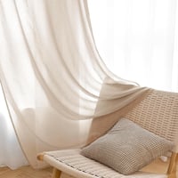 EMEMA 2 darabos voile függöny szövetgyűrűvel 140x145 cm bézs - H145 x B140 cm (2er Pack), Beige 6