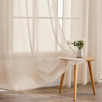 EMEMA 2 darabos voile függöny szövetgyűrűvel 140x145 cm bézs - H145 x B140 cm (2er Pack), Beige 4