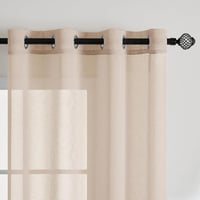 EMEMA 2 darabos voile függöny szövetgyűrűvel 140x145 cm bézs - H145 x B140 cm (2er Pack), Beige 7