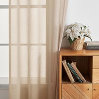 EMEMA 2 darabos voile függöny szövetgyűrűvel 140x145 cm bézs - H145 x B140 cm (2er Pack), Beige 5