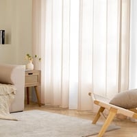 EMEMA 2 darabos voile függöny szövetgyűrűvel 140x145 cm bézs - H145 x B140 cm (2er Pack), Beige 2