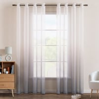 EMEMA Prozirna voile zavjesa s omčama, bijeli/sivi gradijent, 215x140 cm, set od 2 komada, za spavaću i dnevnu sobu 1