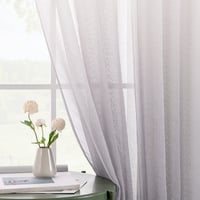 EMEMA Prozirna voile zavjesa s omčama, bijeli/sivi gradijent, 215x140 cm, set od 2 komada, za spavaću i dnevnu sobu 2