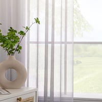 EMEMA Prozirna voile zavjesa s omčama, bijeli/sivi gradijent, 215x140 cm, set od 2 komada, za spavaću i dnevnu sobu 3