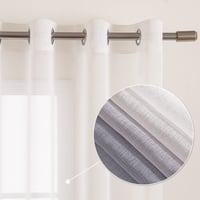 EMEMA Prozirna voile zavjesa s omčama, bijeli/sivi gradijent, 215x140 cm, set od 2 komada, za spavaću i dnevnu sobu 6