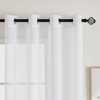 EMEMA Áttetsző Voile Függöny Szett 2 db Fémkarikás Fehér Poliészter Függöny Nappali Hálószoba Dekoráció 140x145 cm Mosható 5