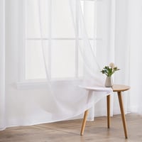 EMEMA Áttetsző Voile Függöny Szett 2 db Fémkarikás Fehér Poliészter Függöny Nappali Hálószoba Dekoráció 140x145 cm Mosható 3