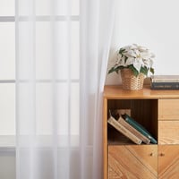 EMEMA Áttetsző Voile Függöny Szett 2 db Fémkarikás Fehér Poliészter Függöny Nappali Hálószoba Dekoráció 140x145 cm Mosható 4