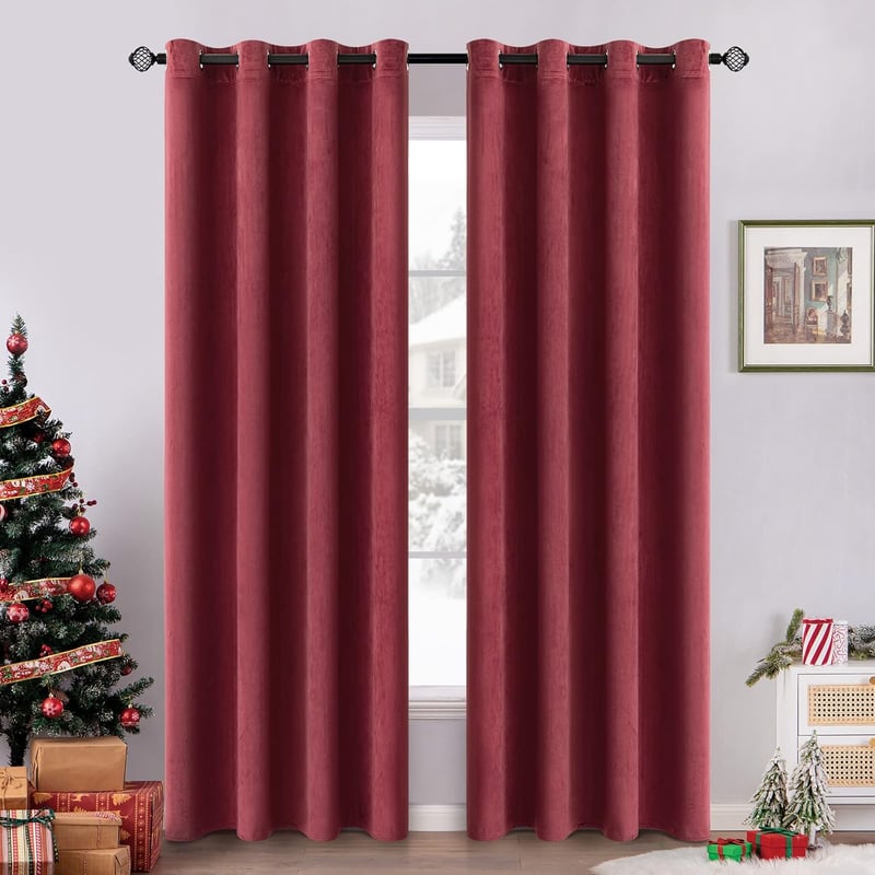 EMEMA Rotwein 2 sötétítő függöny 140x280 cm bordó velúr hálószobához