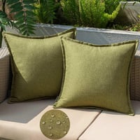 EMEMA vodoodolná obliečka na vankúš 50x50 cm, tmavozelená vonkajšia dekoratívna obliečka na vankúš na pohovku, do obývačky alebo na balkón, vzhľad ľanu, sada 2 ks 1